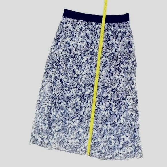 Pleated chiffon Skirt waist elasticized waistband Blue All S Seasons Fashion - Image 3 of 4