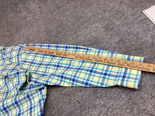 Jos A Bank Dress Shirt Mens Large Button Up Travelers Blue Plaid Long Sleeve - Picture 10 of 11