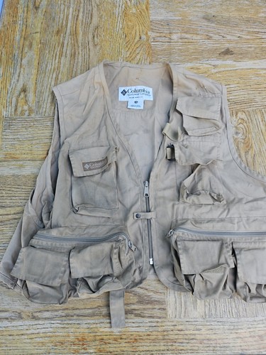 Columbia PFG Fishing Vest Mens XL Tan Outdoor Fisherman&Fly Fishing Flies Tr7#61 - Picture 1 of 24