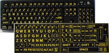 ENGLISH US KEYBOARD STICKER LARGE LETTERS BLACK-YELLOW  LETTERING