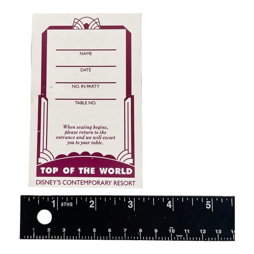 Disney Top of the World Contemporary Resort Sunday Bruch Invitation Card VTG - Picture 8 of 9