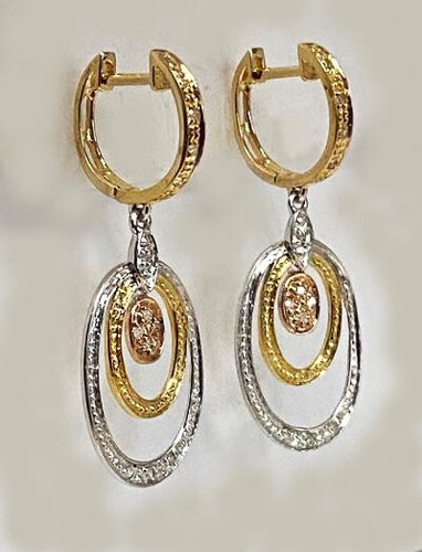 Pendiente para mujer de oro amarillo/blanco/rosa macizo de 14 K con diamantes - Imagen 5 de 5
