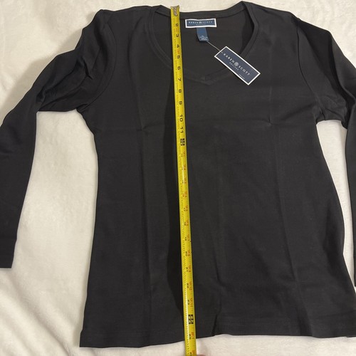 Karen Scott petite V-neck ladies Long Sleeve Shirt size PL color black - Picture 3 of 8
