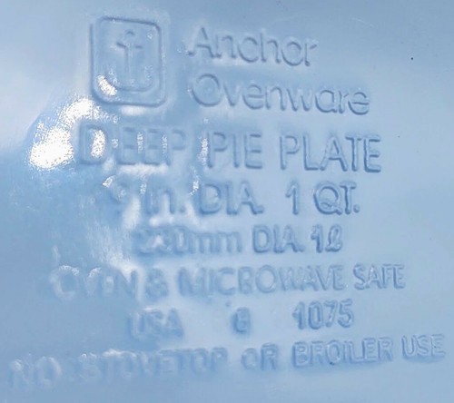 Vintage Anchor Hocking Ovenware 9" COBALT BLUE FLUTED DEEP PIE PLATE w/ HANDLES - Bild 5 von 8