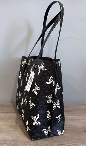COACH CY647 Mollie Tote Bag In Signature Canvas & Leather Bow Print Black Multi - Picture 8 of 18