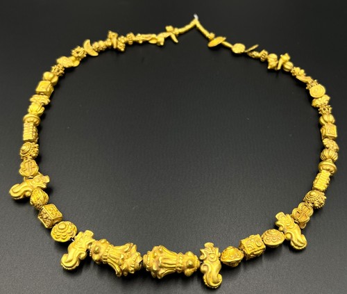 Vintage Antique Ancient Burmese Pyu Pagan Jewelry Ornaments Solid Gold Old Beads - Picture 11 of 22