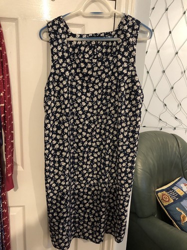 New Look Navy Floral Sleeveless Dress Size 18 TALL