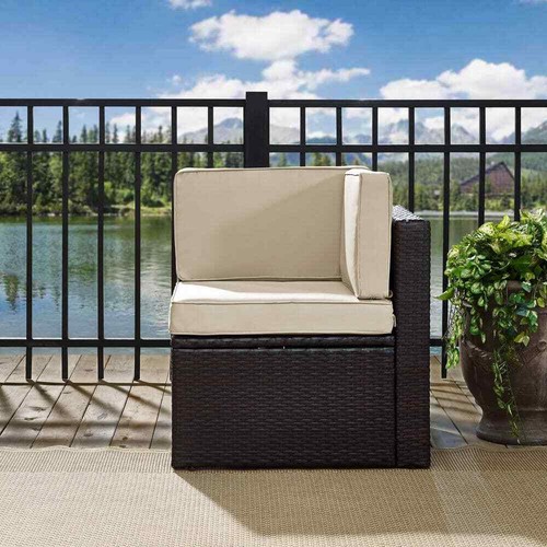 Palm Harbor Brown 1-Piece Wicker Outdoor Sectional with Sand Cushions - Picture 6 of 6