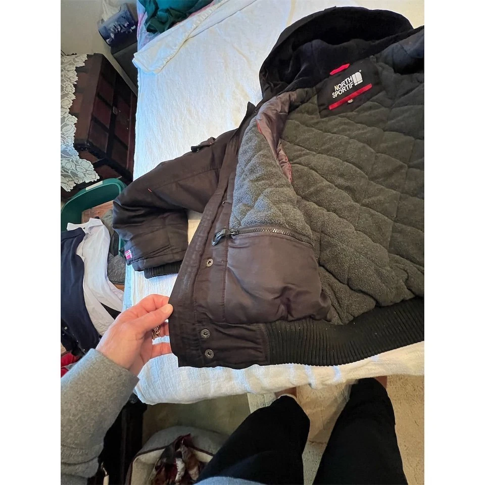 Chaqueta acolchada North Sportif para niños 10/12 negra invierno capucha desmontable abrigo de esquí Foto 2 de 4