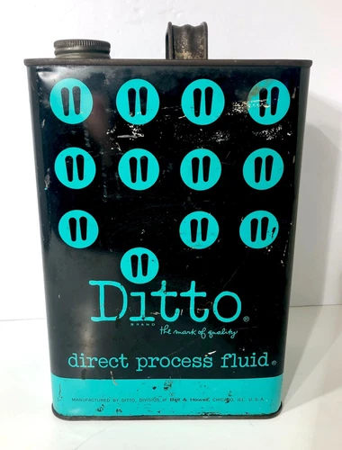 Vintage 1960's Ditto Machine Fluid Oil One Gallon Metal Can Very SCARCE