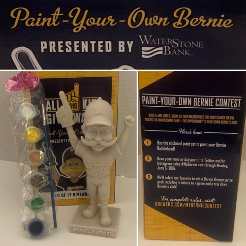 Bobblehead 2016 Paint Your Own Bernie Brewer Milwaukee Brewers solo para niños SGA - Imagen 1 de 11