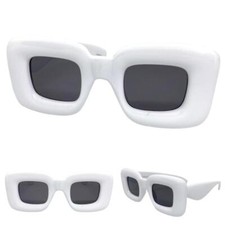 OVERSIZE RETRO Party Club Rave DJ SUN GLASSES Large Big Thick Square White Frame