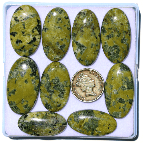 Wholesale 9 Pcs Natural Serpentine Untreated 32-38mm Oval Cabochon Gemstones Lot - Picture 10 of 11