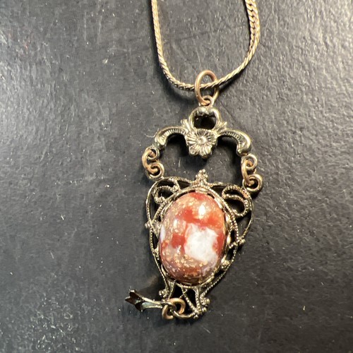 1/20 Gold Filled Pendant Necklace. Victorian Stone Gold Flake - Picture 2 of 9