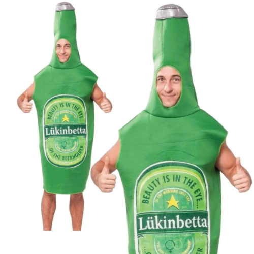 Adults Green Beer Lager Bottle Costume Lukinbetta Novelty Stag Do Festival Fancy