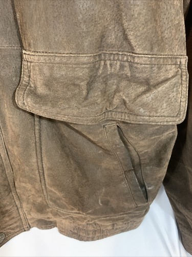 Dunkelbraune Leder Flieger Bomber Jacke Gr. Herren L Wilson Leder Full Zip - Bild 2 von 24