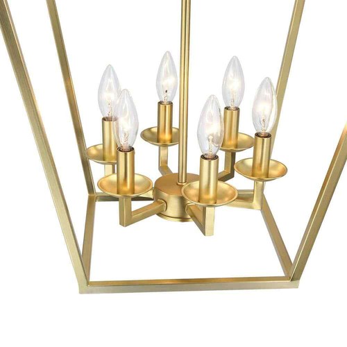 Hukoro Alfa 16" 6-Light Geometric Cage Lantern Pendant Light w/ Soft Gold Finish - Picture 5 of 6
