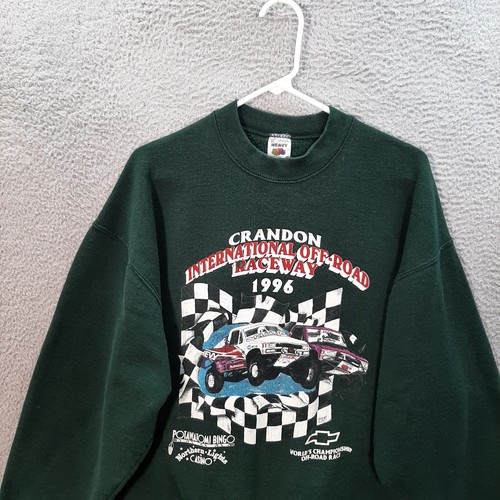 Vintage Fruit Of The Loom Sweater Adult Extra Large Green Sweatshirt Racing 90s - Picture 7 of 10