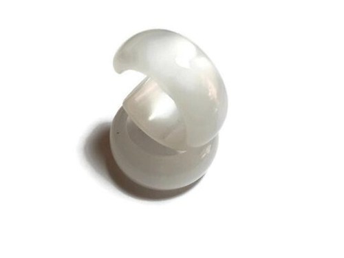 White Moonglow Lucite Bold Haskell Hoop Earrings - Picture 4 of 4