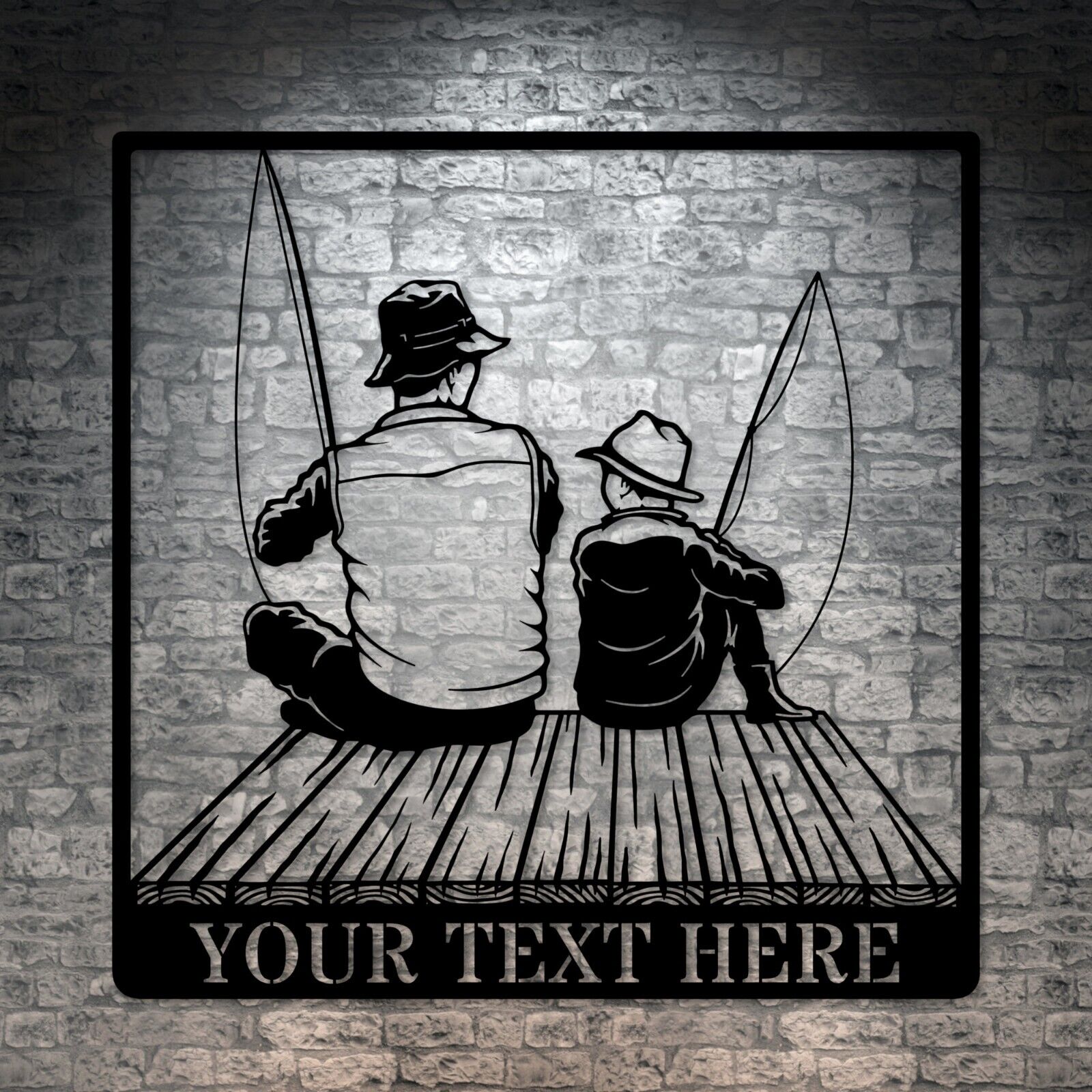 Personalized Dad & Son Fishing Metal Sign. Custom Father's Day Wall Decor Gift