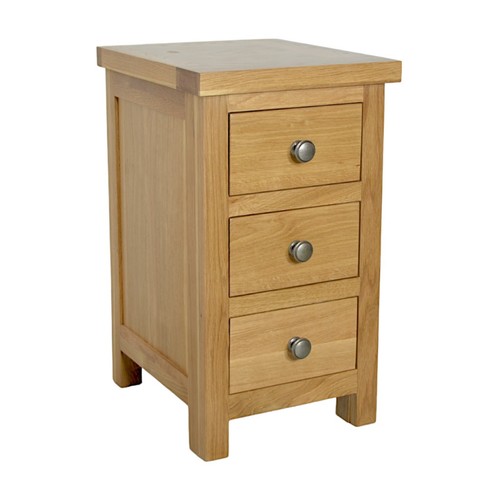 GROFurniture Lacquered 3 Drawer Oak Bedside Table, Solid Wood Ready Assembled
