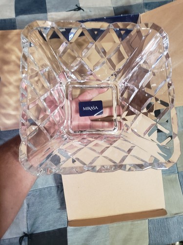 Mikasa Diamond Grid Brilliance Bowl Large Cut Glass Crystal 10” - Picture 3 of 10