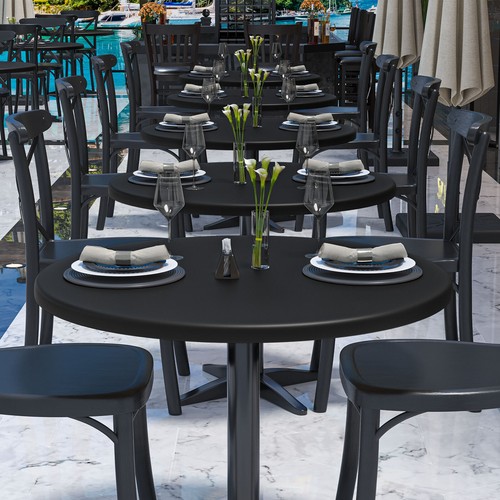 Mesa Redonda HPL Mesa de Comedor Exterior Exterior Exterior Terraza Jardín Robusto - Imagen 119 de 120