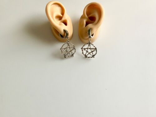 Pendientes Pentagrama Joyería Gótica Muerte Satánica Oculto - Imagen 2 de 3