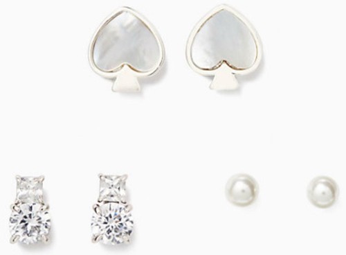 KATE SPADE SIGNATURE SPADE BOXED 3 PIECE EARRING SET W/GIFT POUCH NIB $109 - Picture 3 of 8