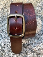 Men's Real Buffalo Leather Belt FULL GRAIN, 1 1/2" Wide, Handcrafted in USA