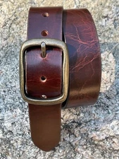 Men's Real Buffalo Leather Belt FULL GRAIN, 1 1/2" Wide, Handcrafted in USA