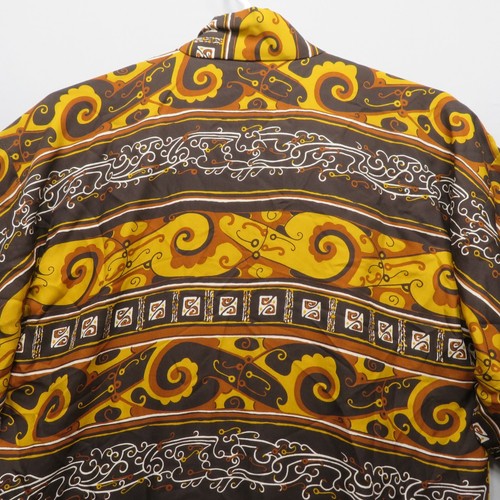 Bata kimono vintage japonesa marrón dorada amarilla forrada 100 % seda para hombre L nueva sin etiquetas - Imagen 8 de 10
