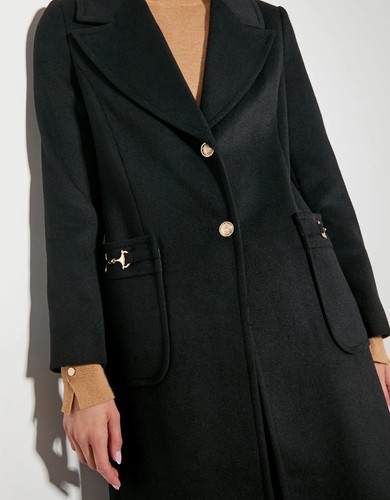 MONSOON Fleur Black Wool Blend Longline Military Style Lined Coat Size 18 NEW - Picture 4 of 18