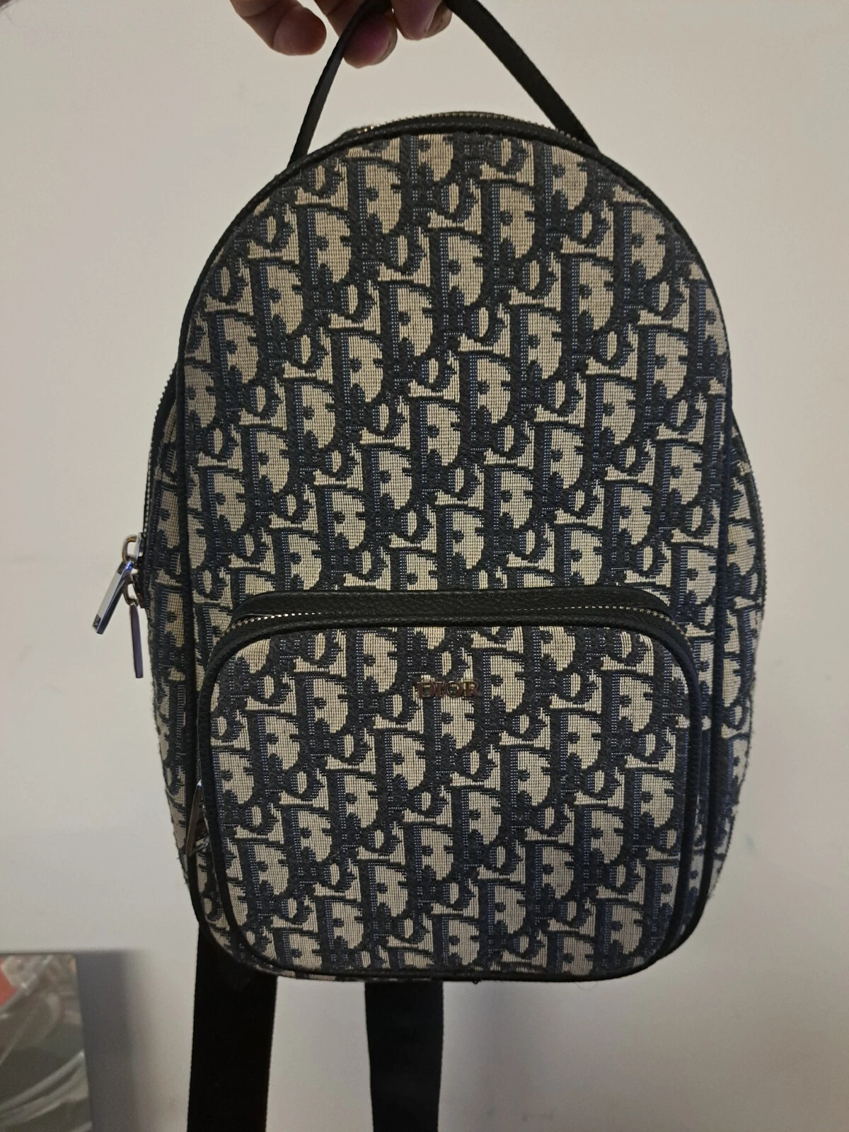 Dior Mini sac bandoulière cavalier beige et noir Dior oblique jacquard 100% authentique