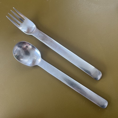 Salad Fork and Teaspoon IONA Lauffer Towle 18/8 Satin Stainless Flatware MCM - 第 1/5 張圖片