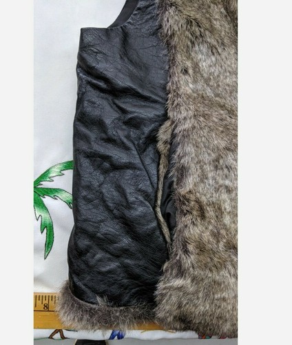 Women's Large DKNY Jeans Faux Fur / Leather Vest - Picture 3 of 5