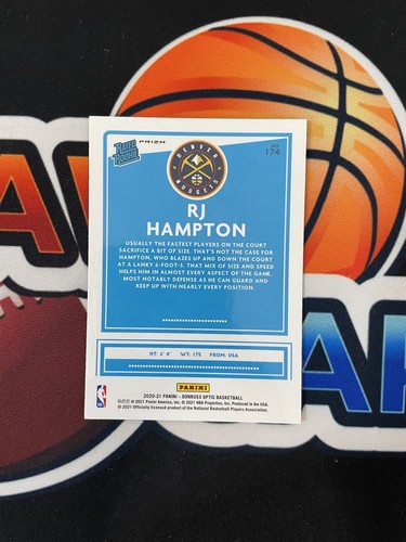 RJ Hampton 2020-21 Donruss Optic Purple Pulsar Holo Prizm RC #174 Denver Nuggets - Bild 2 von 2