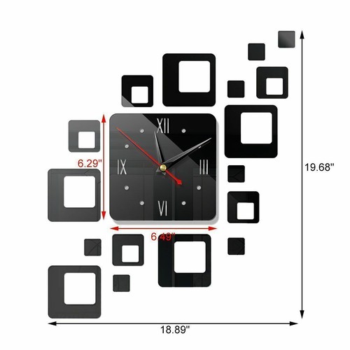 Art Design Wall Clock Sticker Acrylic Square Clock Decor Modern Mirror Surface - Picture 7 of 16