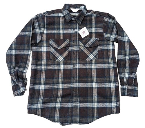 Vintage 90er Winter Run Sämisch Baumwolle Schottenkaro Flanellhemd L Herren USA NOS