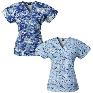 Mock-Wrap with Back Ties & 2 Pockets Medgear 2-PACK Womens Fashion Scrub Tops Mock-Wrap with Back Ties & 2 Pockets Medgear 2-PACK Womens Fashion Scrub Tops
