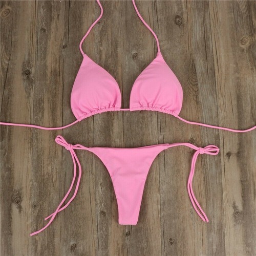 Sexy Micro Bikini Shiny Women Brazilian G-String Set Thong Swimwear Swimsuit - Picture 19 of 19