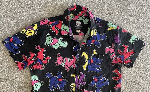 Mens Grateful Dead Dancing Bears Short Sleeve Button Up Pocket Shirt Size Large - Picture 3 of 14