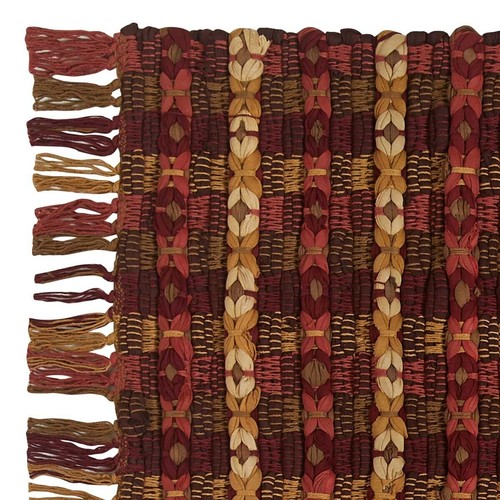 Kennebec Rag RUG RECTANGLE 3'x5' Rustic Natural Burgundy Gold Brown Chindi Park - Picture 2 of 2