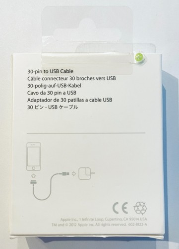 Apple 30-pin to USB Cable MA591G/C Genuine NOT FAKE OPEN BOX NEW Factory wrap 🍎 - Photo 6 sur 6