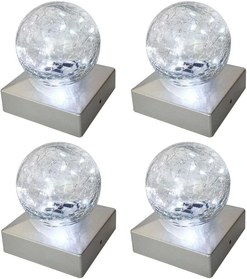 Outdoor solar lighting dome lamp, suitable for 4x4 size, white 4-piece set - Image 3 of 4