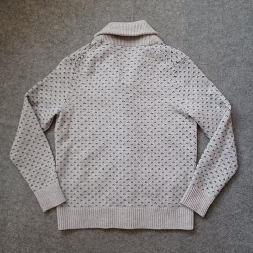J Crew Cardigan Sweater Mens L Gray Button Up Lambs Wool Birdseye Shawl Collar - Picture 17 of 17
