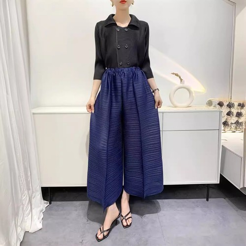 Hot Women Elegant Loose Straight Leg High-Waisted Casual Pants Pleated Trousers - Picture 3 of 13