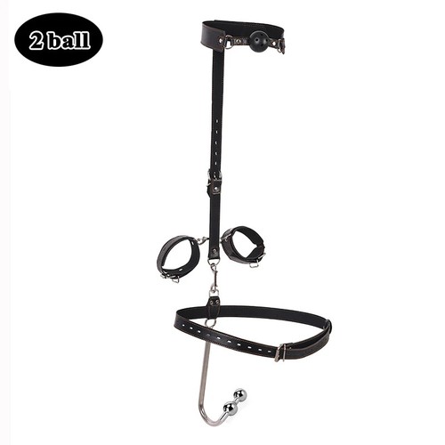 Handcuffs Hook Adjustable Leather Metal Flirt Collar Mouth Plug Hook Binding Kit - Picture 8 of 17