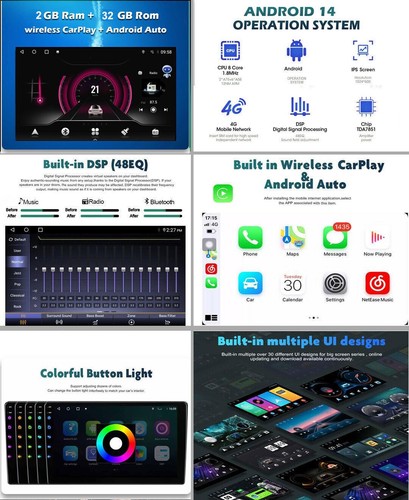 Android 14 Car Radio GPS CD DVD Player CarPlay For Toyota RAV4 2006-2012 8 Core - Bild 4 von 6