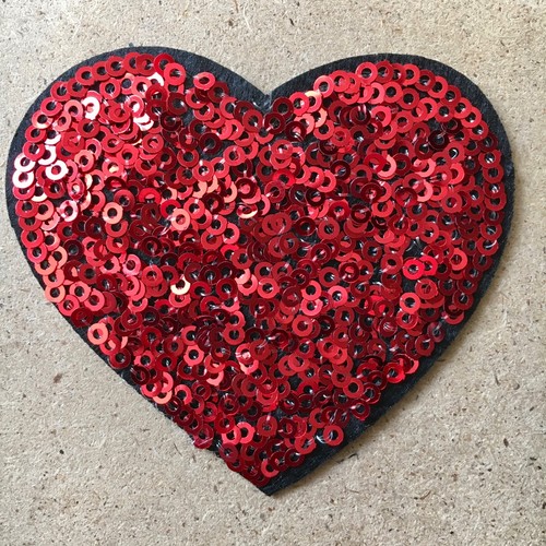 1pc Heart Sequins Cloth Iron on Patch Sew Motif Applique bling sparkle #842 - Picture 2 of 9